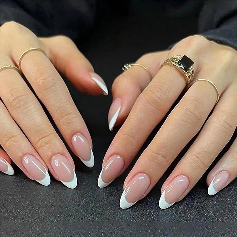 24 PCS French Tip Almond
