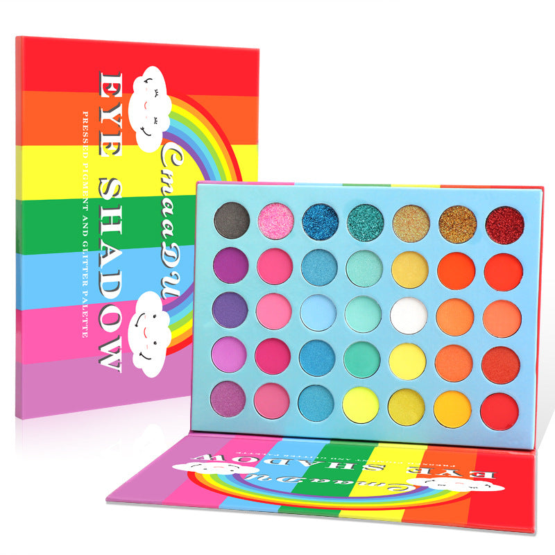 CmaaDu 35 Colors Rainbow Matte Eyeshadow Metal Waterproof Glitter Eyeshadow Palette