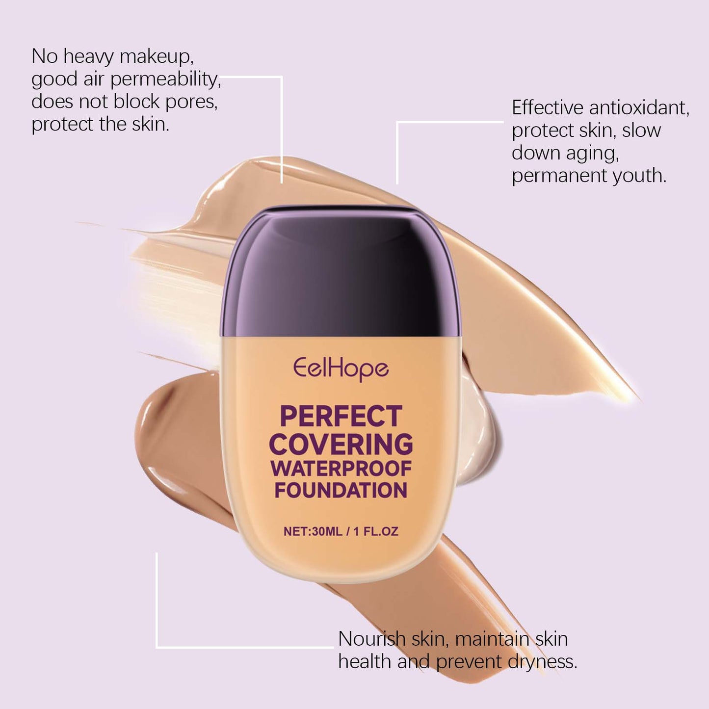 Concealer Liquid Foundation, Brightening Non-Stick Powder Refreshing Moisturizing Lightweight Moisturizing Liquid Foundation