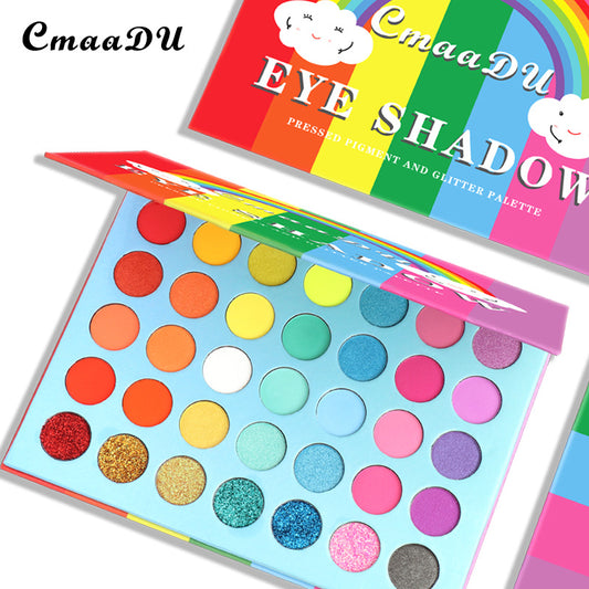 CmaaDu 35 Colors Rainbow Matte Eyeshadow Metal Waterproof Glitter Eyeshadow Palette