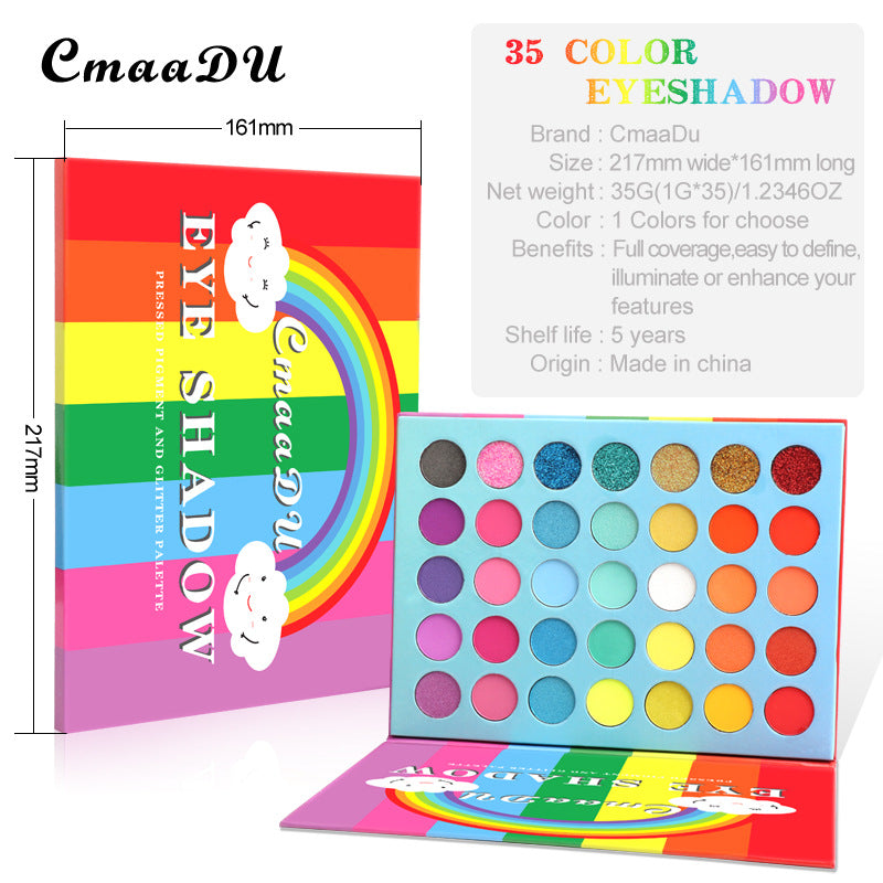 CmaaDu 35 Colors Rainbow Matte Eyeshadow Metal Waterproof Glitter Eyeshadow Palette